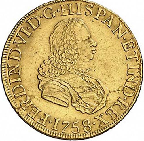8 Escudos Obverse Image minted in SPAIN in 1758JM (1746-59  -  FERNANDO VI)  - The Coin Database