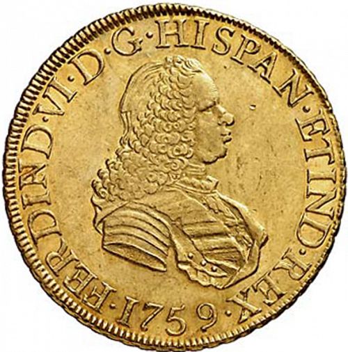 8 Escudos Obverse Image minted in SPAIN in 1759JM (1746-59  -  FERNANDO VI)  - The Coin Database