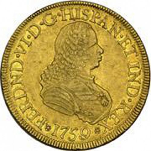 8 Escudos Obverse Image minted in SPAIN in 1759J (1746-59  -  FERNANDO VI)  - The Coin Database