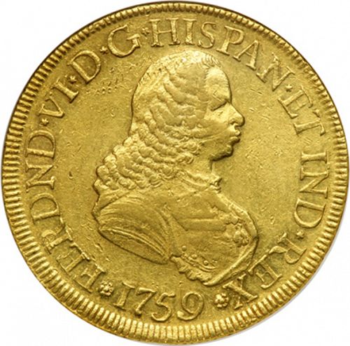 8 Escudos Obverse Image minted in SPAIN in 1759J (1746-59  -  FERNANDO VI)  - The Coin Database