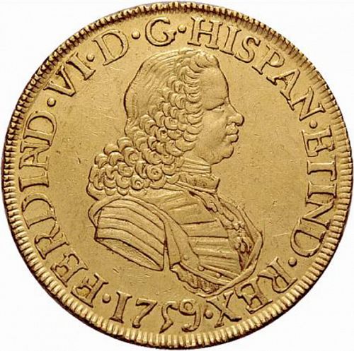 8 Escudos Obverse Image minted in SPAIN in 1759MM (1746-59  -  FERNANDO VI)  - The Coin Database