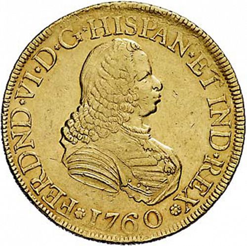 8 Escudos Obverse Image minted in SPAIN in 1760J (1746-59  -  FERNANDO VI)  - The Coin Database