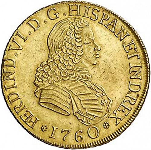 8 Escudos Obverse Image minted in SPAIN in 1760J (1746-59  -  FERNANDO VI)  - The Coin Database