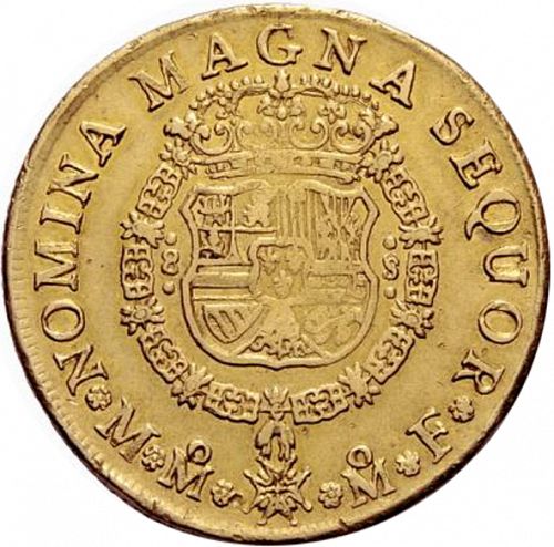 8 Escudos Reverse Image minted in SPAIN in 1749MF (1746-59  -  FERNANDO VI)  - The Coin Database