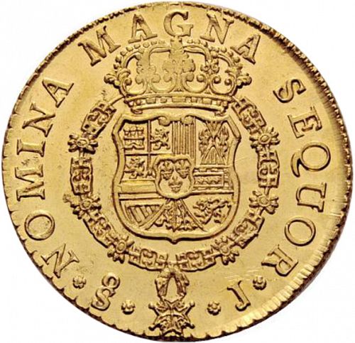 8 Escudos Reverse Image minted in SPAIN in 1751J (1746-59  -  FERNANDO VI)  - The Coin Database