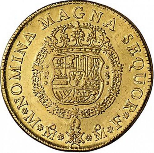 8 Escudos Reverse Image minted in SPAIN in 1751MF (1746-59  -  FERNANDO VI)  - The Coin Database