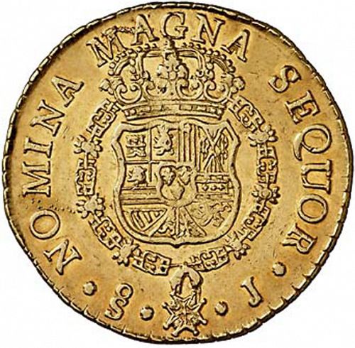 8 Escudos Reverse Image minted in SPAIN in 1752J (1746-59  -  FERNANDO VI)  - The Coin Database