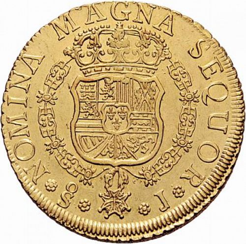 8 Escudos Reverse Image minted in SPAIN in 1753J (1746-59  -  FERNANDO VI)  - The Coin Database