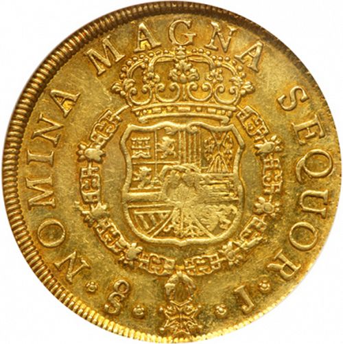 8 Escudos Reverse Image minted in SPAIN in 1753J (1746-59  -  FERNANDO VI)  - The Coin Database