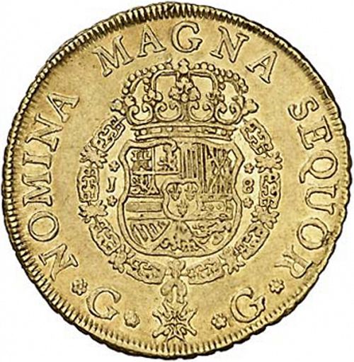 8 Escudos Reverse Image minted in SPAIN in 1754J (1746-59  -  FERNANDO VI)  - The Coin Database