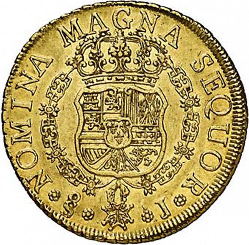 8 Escudos Reverse Image minted in SPAIN in 1754J (1746-59  -  FERNANDO VI)  - The Coin Database