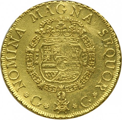 8 Escudos Reverse Image minted in SPAIN in 1755J (1746-59  -  FERNANDO VI)  - The Coin Database