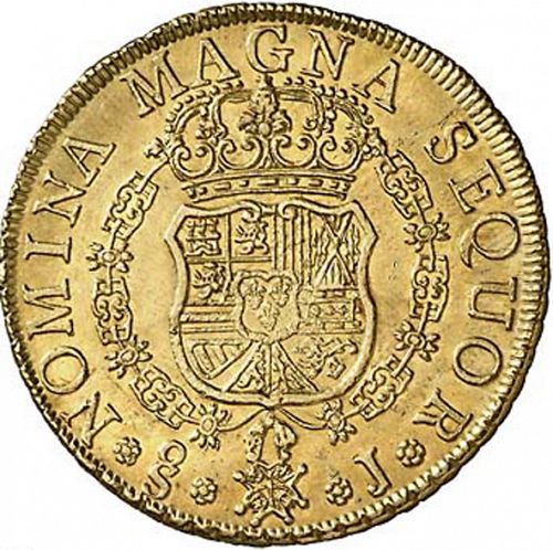 8 Escudos Reverse Image minted in SPAIN in 1755J (1746-59  -  FERNANDO VI)  - The Coin Database