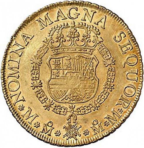 8 Escudos Reverse Image minted in SPAIN in 1755MM (1746-59  -  FERNANDO VI)  - The Coin Database