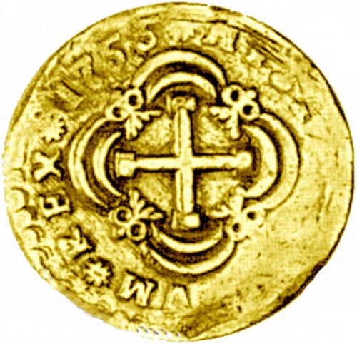 8 Escudos Reverse Image minted in SPAIN in 1755S (1746-59  -  FERNANDO VI)  - The Coin Database