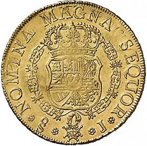 8 Escudos Reverse Image minted in SPAIN in 1756J (1746-59  -  FERNANDO VI)  - The Coin Database