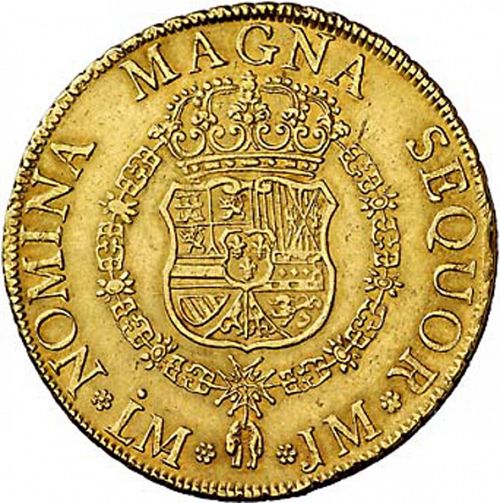 8 Escudos Reverse Image minted in SPAIN in 1757JM (1746-59  -  FERNANDO VI)  - The Coin Database