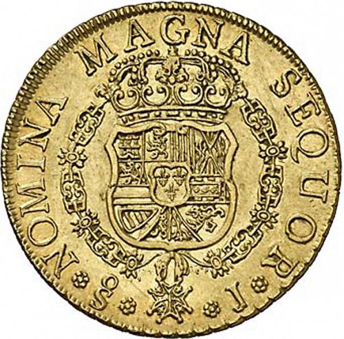 8 Escudos Reverse Image minted in SPAIN in 1757J (1746-59  -  FERNANDO VI)  - The Coin Database