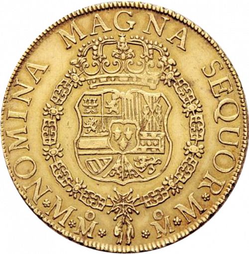 8 Escudos Reverse Image minted in SPAIN in 1757MM (1746-59  -  FERNANDO VI)  - The Coin Database