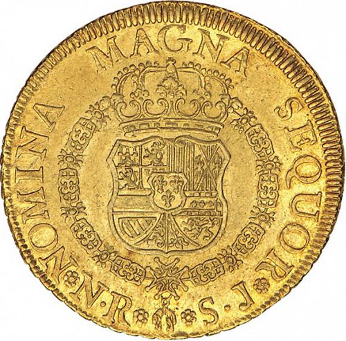 8 Escudos Reverse Image minted in SPAIN in 1757SJ (1746-59  -  FERNANDO VI)  - The Coin Database
