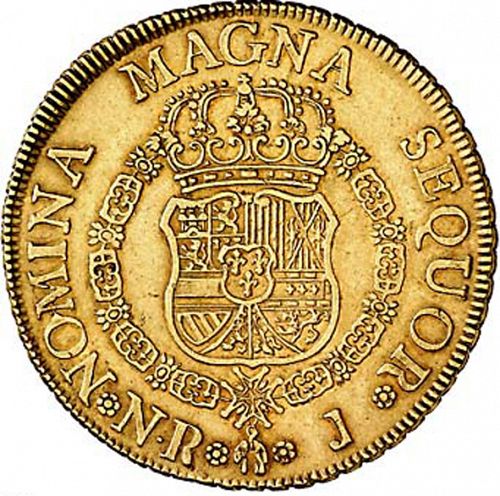 8 Escudos Reverse Image minted in SPAIN in 1758J (1746-59  -  FERNANDO VI)  - The Coin Database