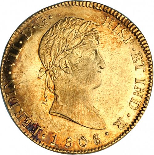 8 Escudos Obverse Image minted in SPAIN in 1808M (1808-33  -  FERNANDO VII)  - The Coin Database
