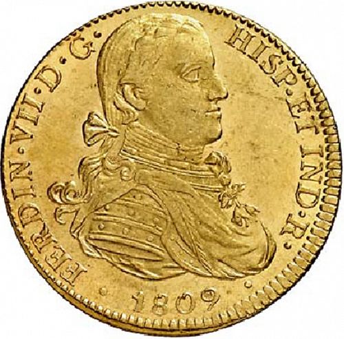 8 Escudos Obverse Image minted in SPAIN in 1809HJ (1808-33  -  FERNANDO VII)  - The Coin Database
