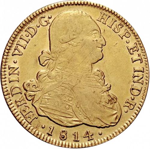 8 Escudos Obverse Image minted in SPAIN in 1814FJ (1808-33  -  FERNANDO VII)  - The Coin Database