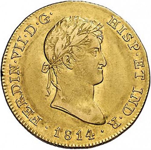 8 Escudos Obverse Image minted in SPAIN in 1814GJ (1808-33  -  FERNANDO VII)  - The Coin Database