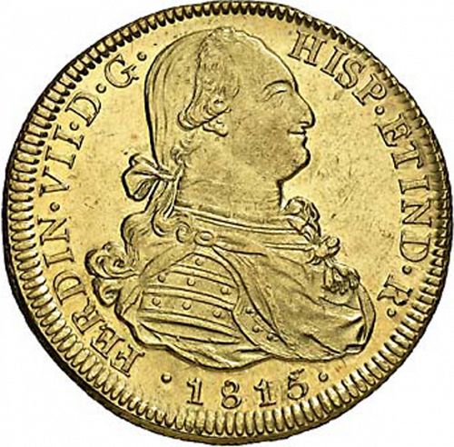 8 Escudos Obverse Image minted in SPAIN in 1815FJ (1808-33  -  FERNANDO VII)  - The Coin Database