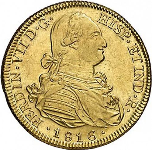 8 Escudos Obverse Image minted in SPAIN in 1816FJ (1808-33  -  FERNANDO VII)  - The Coin Database