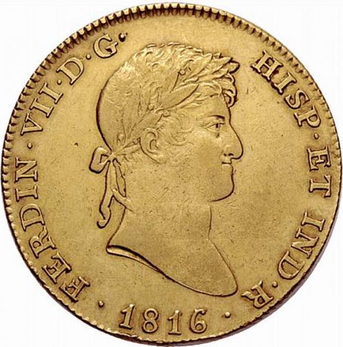 8 Escudos Obverse Image minted in SPAIN in 1816GJ (1808-33  -  FERNANDO VII)  - The Coin Database