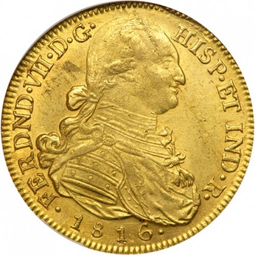 8 Escudos Obverse Image minted in SPAIN in 1816JF (1808-33  -  FERNANDO VII)  - The Coin Database