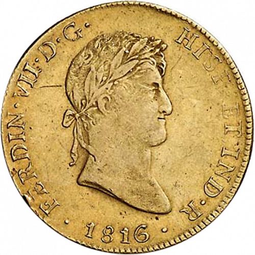 8 Escudos Obverse Image minted in SPAIN in 1816JJ (1808-33  -  FERNANDO VII)  - The Coin Database