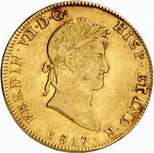 8 Escudos Obverse Image minted in SPAIN in 1817JJ (1808-33  -  FERNANDO VII)  - The Coin Database
