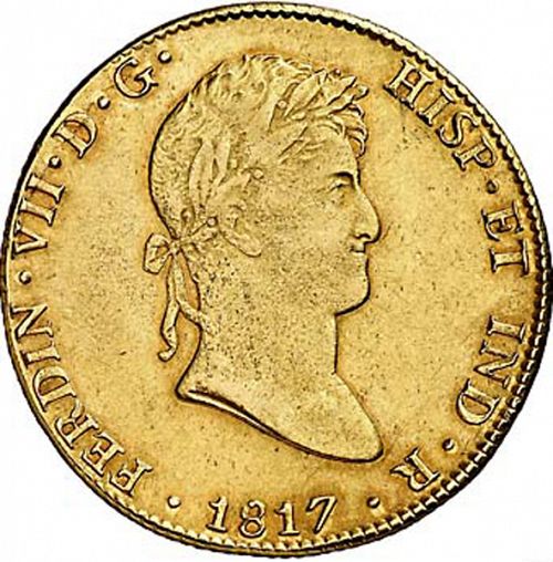8 Escudos Obverse Image minted in SPAIN in 1817JP (1808-33  -  FERNANDO VII)  - The Coin Database