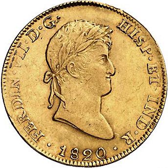 8 Escudos Obverse Image minted in SPAIN in 1820JJ (1808-33  -  FERNANDO VII)  - The Coin Database