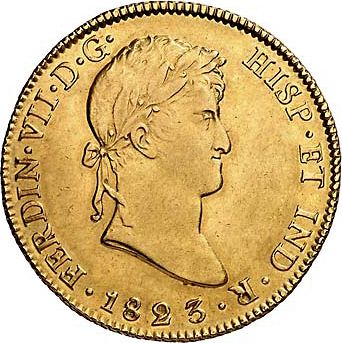 8 Escudos Obverse Image minted in SPAIN in 1823PJ (1808-33  -  FERNANDO VII)  - The Coin Database