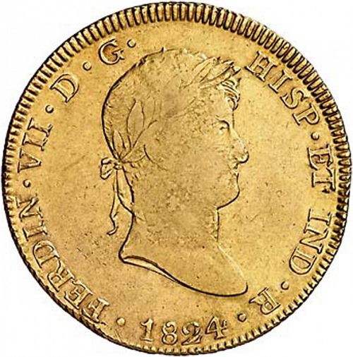 8 Escudos Obverse Image minted in SPAIN in 1824G (1808-33  -  FERNANDO VII)  - The Coin Database