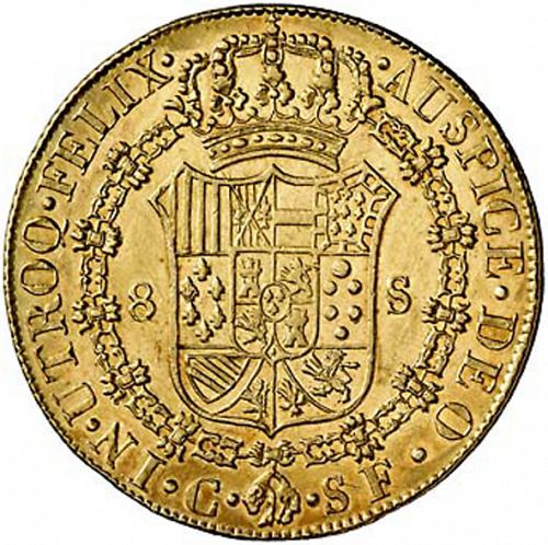 8 Escudos Reverse Image minted in SPAIN in 1813SF (1808-33  -  FERNANDO VII)  - The Coin Database