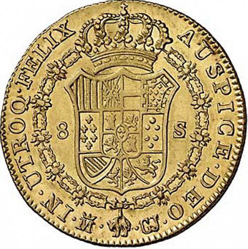 8 Escudos Reverse Image minted in SPAIN in 1814GJ (1808-33  -  FERNANDO VII)  - The Coin Database