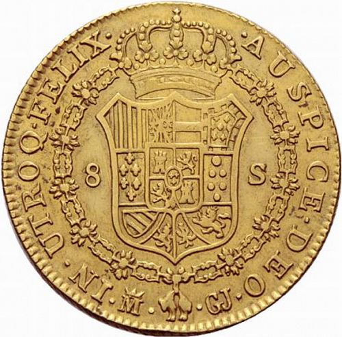 8 Escudos Reverse Image minted in SPAIN in 1819GJ (1808-33  -  FERNANDO VII)  - The Coin Database