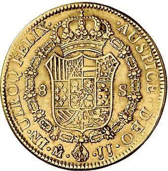 8 Escudos Reverse Image minted in SPAIN in 1820JJ (1808-33  -  FERNANDO VII)  - The Coin Database