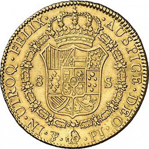 8 Escudos Reverse Image minted in SPAIN in 1824PJ (1808-33  -  FERNANDO VII)  - The Coin Database