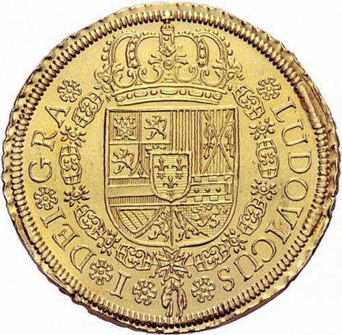 8 Escudos Obverse Image minted in SPAIN in 1724F (1724  -  LUIS I)  - The Coin Database