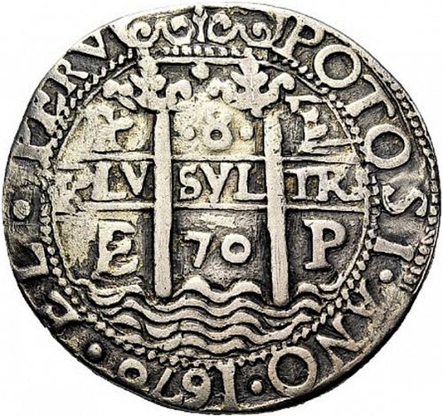 8 Reales Obverse Image minted in SPAIN in 1670E (1665-00  -  CARLOS II)  - The Coin Database