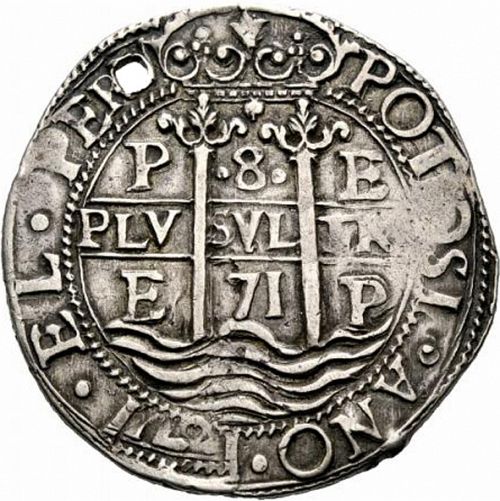 8 Reales Obverse Image minted in SPAIN in 1671E (1665-00  -  CARLOS II)  - The Coin Database