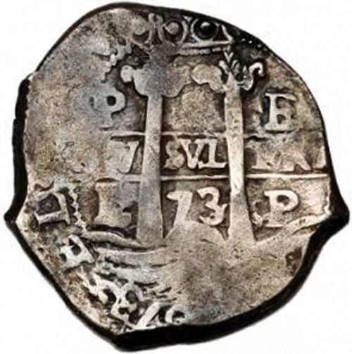 8 Reales Obverse Image minted in SPAIN in 1673E (1665-00  -  CARLOS II)  - The Coin Database