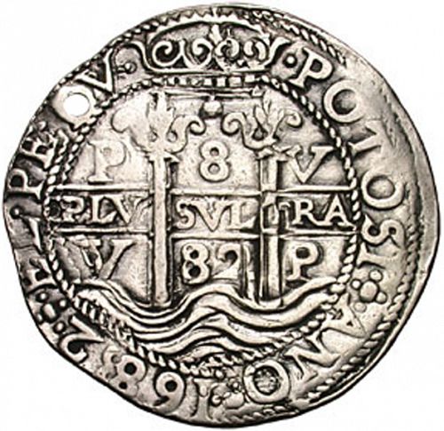 8 Reales Obverse Image minted in SPAIN in 1682V (1665-00  -  CARLOS II)  - The Coin Database