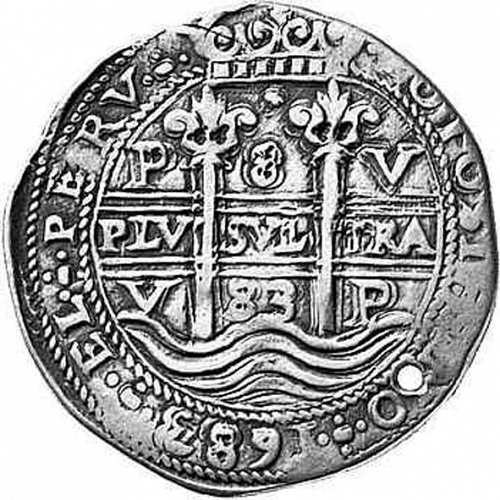 8 Reales Obverse Image minted in SPAIN in 1683V (1665-00  -  CARLOS II)  - The Coin Database